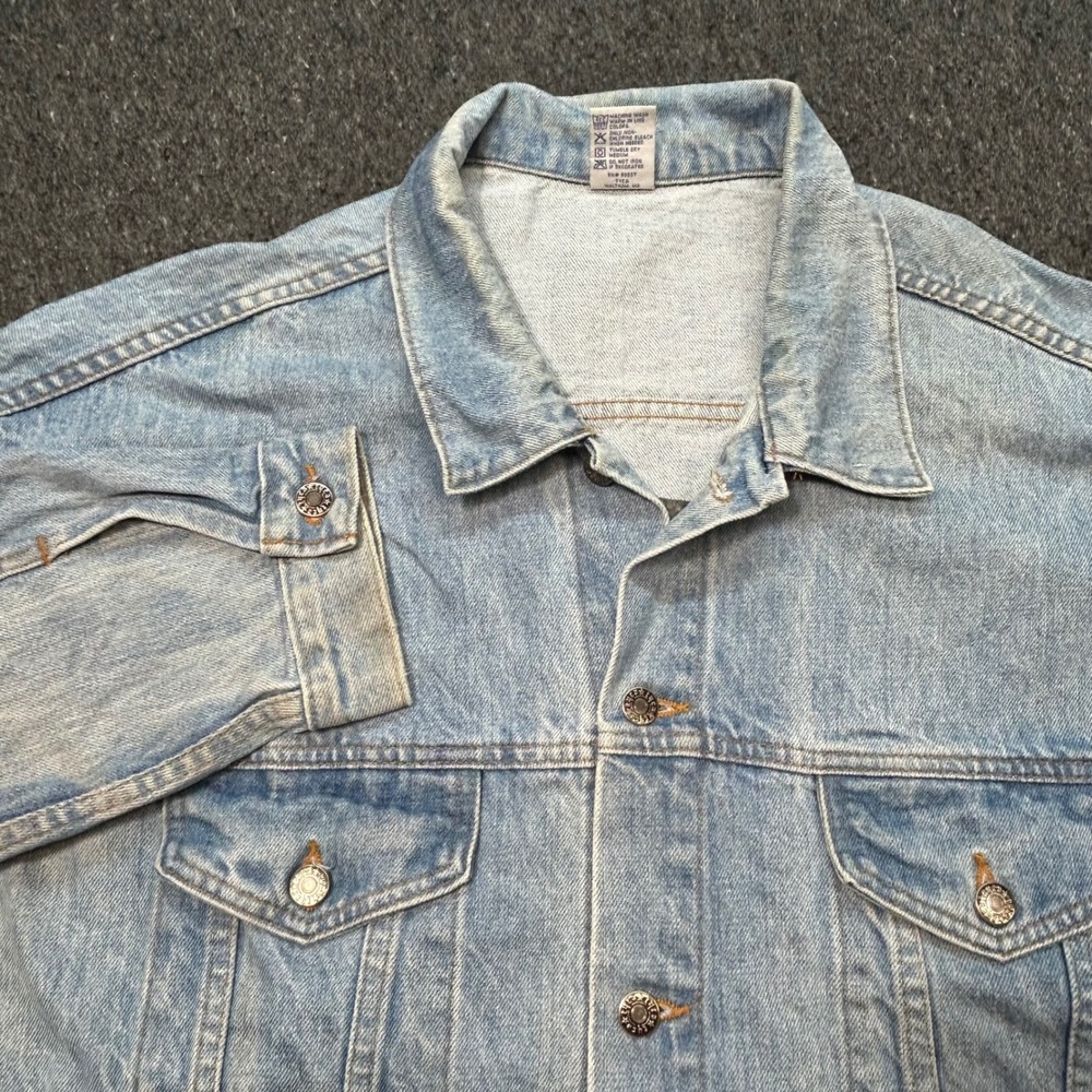 Tyca Denim Trucker Jacket 2X Mens Light Blue Vintage Texas State Railroad USA‎
